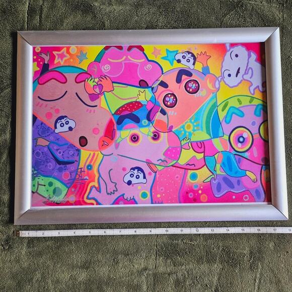 Framed and Signed Crayon shin Chan Art - Picture 2 of 4